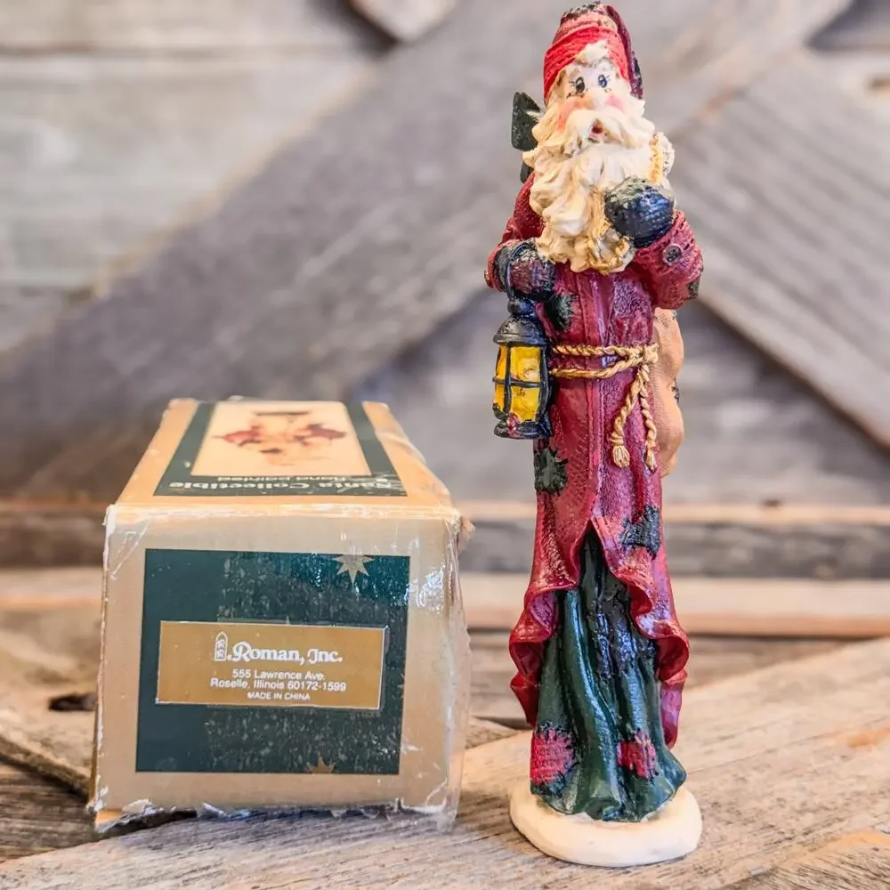 Roman Inc-Rustic Santa Christmas Collectible Hand Painted Decor-Original Box-6